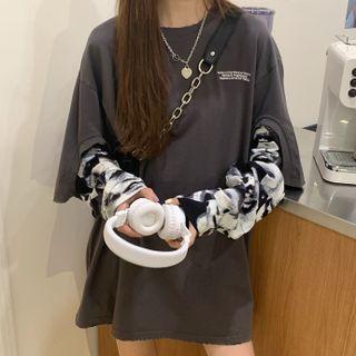 Mock Two-piece Panel Long-sleeve T-shirt