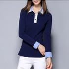 Knit Long Sleeve Polo Shirt