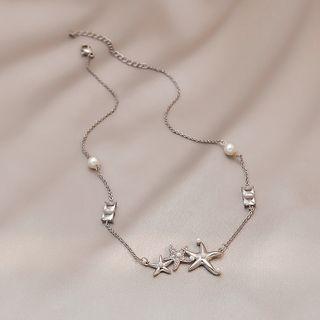 Starfish Alloy Necklace Silver - One Size
