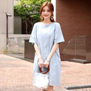 Dolman-sleeve Cotton Shift Dress