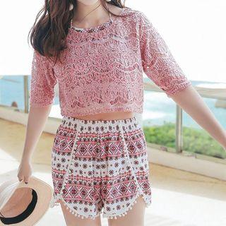 Set: Patterned Tankini / Beach Shorts