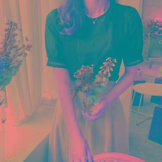 Perforated-detail Lace-trim Top