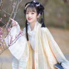 Long-sleeve Henfu Wrap Top / Maxi A-line Skirt / Elbow-sleeve Top