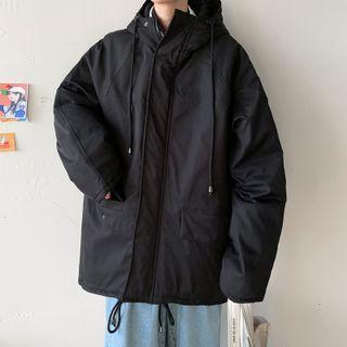 Long Sleeve Plain Hooded Cargo Jacket