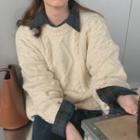 Cable Knit Sweater / Plaid Shirt / Set