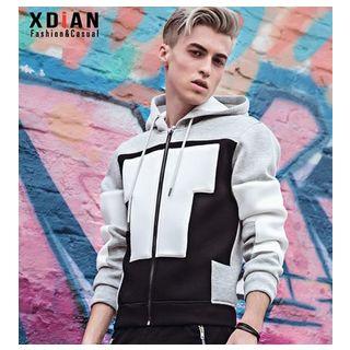 Color Block Neoprene Zip Hoodie