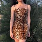 Leopard Print Spaghetti Strap Minidress