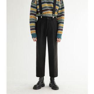 Cropped Straight Leg Suspender Dress Pants