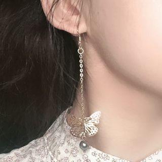 Alloy Butterfly Dangle Earring 1 Pair - Earrings - A26a - Gold - One Size
