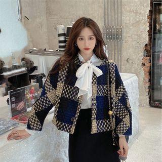 Plaid Wool Button Jacket