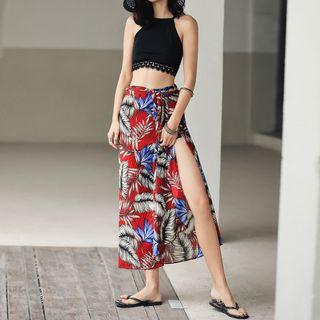 Set: Lace Trim Bikini + Print Cover-up