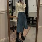 Peplum Shirt / Denim Skirt