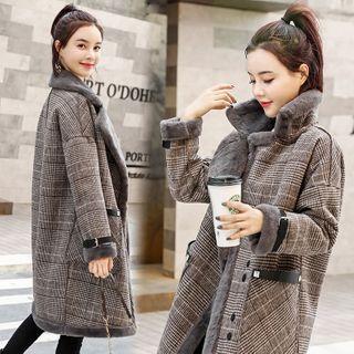 Plaid Faux Fur Lined Long Coat