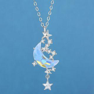 Moon Pendant Necklace White - One Size