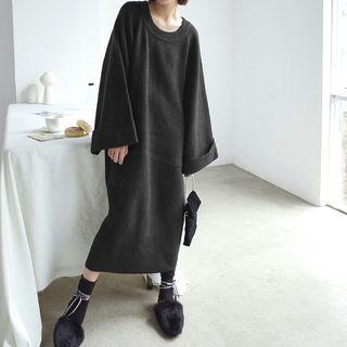 Wide-sleeve Midi Sweater Dress