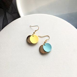 Geometric Drop Earring 1 Pair - Yellow & Blue & Gold - One Size