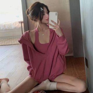 Set: Plain Hoodie + Tank Top + Shorts