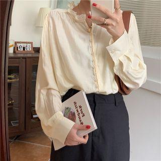 Long-sleeve Ruffled Button-up Blouse