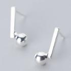 925 Sterling Silver Bar & Bead Earring 1 Pair - S925 Silver - Silver - One Size
