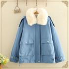 Furry Neck Plain Jacket