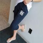 Numbering Cropped Sweat Pants