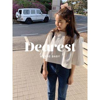 3/4-sleeve A-line Cropped Top One Size