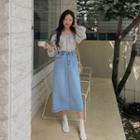 Slit-back H-line Denim Skirt