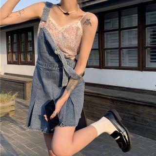Denim Overall Dress / Floral Camisole Top