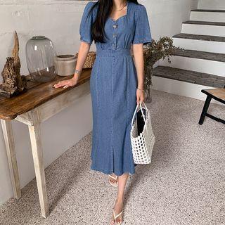 Sweetheart Denim Midi Mermaid Dress