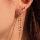 Star Rhinestone Chained Asymmetrical Alloy Earring