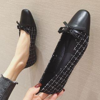 Cap-toe Bow Plaid Flats