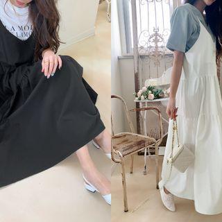 V-neck Tiered Maxi Spaghetti Strap Dress