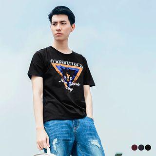 Color Letters Round Neck Graphic Tee