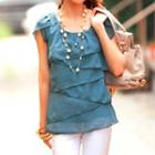 Tiered Short-sleeve Chiffon Top