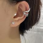 Layered Ear Cuff 1 Pc - Clip On Earring - Right Ear - Silver - One Size