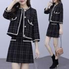 Set: Plaid Tweed Jacket + Mini Skirt