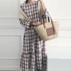 Round-neck Plaid Long Dress