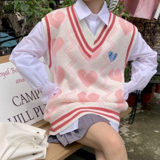 Heart Sweater Vest / Plain Shirt