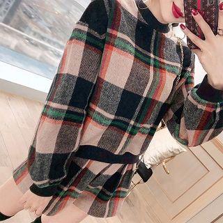 Set: Plaid Pullover + Wide Leg Shorts