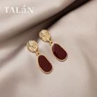 Geometry Drop Earring 1 Pair - Wine Red & Gold - One Size