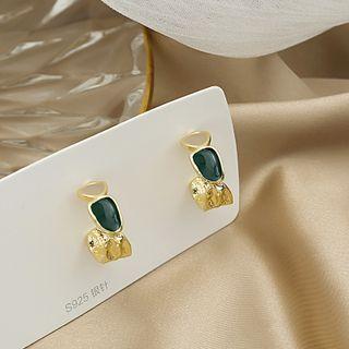 Gemstone Alloy Earring 1 Pair - E3198 - Black - One Size
