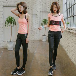 Sport Set: Tank Top + Inset Shorts Leggings + Cropped Top