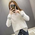 High-neck Argyle Cable Knit Sweater