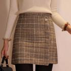 Button-trim Wrap Miniskirt