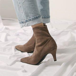 Stiletto-heel Suedette Short Boots