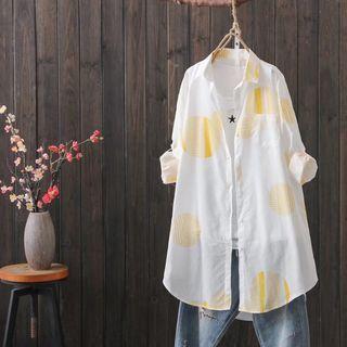 3/4-sleeve Print Long Shirt