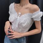 Off-shoulder Short-sleeve Top White - One Size
