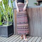 High-waist Patterned Maxi Pencil Skirt
