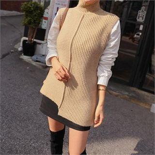 High-neck Sleeveless Long Sweater