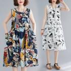 Sleeveless Printed A-line Dress (various Designs)